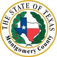 Montgomery County seal with Texas map and laurels