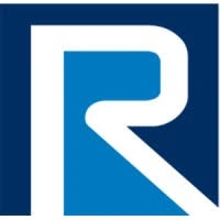 Blue and white letter R logo design